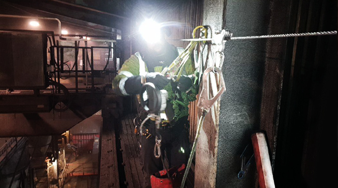 Fallskydd vid traverser i Kiruna av SITE och NUAB Fallskydd
